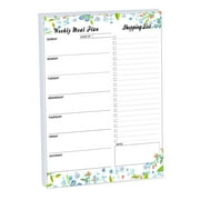 ZBFJINX Meal Planner And Grocery List Magnet Pad For Fridge 52 Undated Sheets Note Pad For Family Meal Prep Weekly Planner Pad With Tear Off Shopping List Blue Green Floral